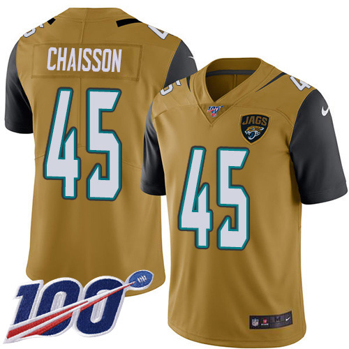 Jacksonville Jaguars #45 KLavon Chaisson Gold Youth Stitched NFL Limited Rush 100th Season Jersey